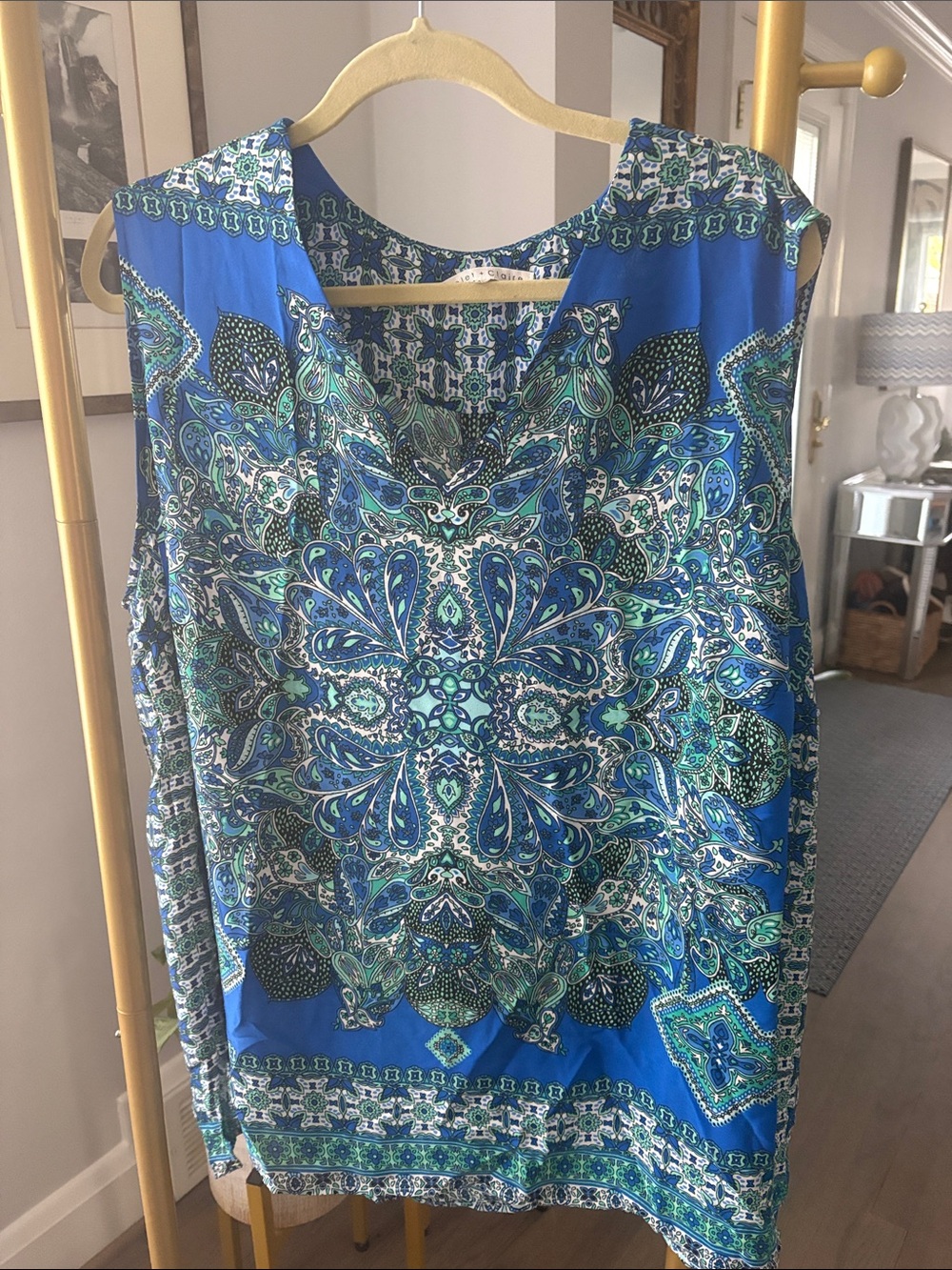 Violet & Claire Blue Paisley-Print Sleeveless Camisole
